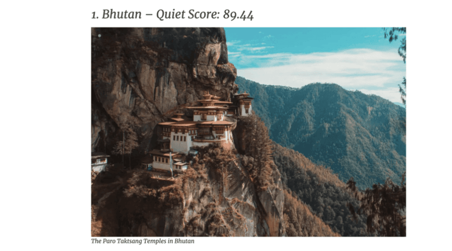Bhutan ranked World’s Quietest Country